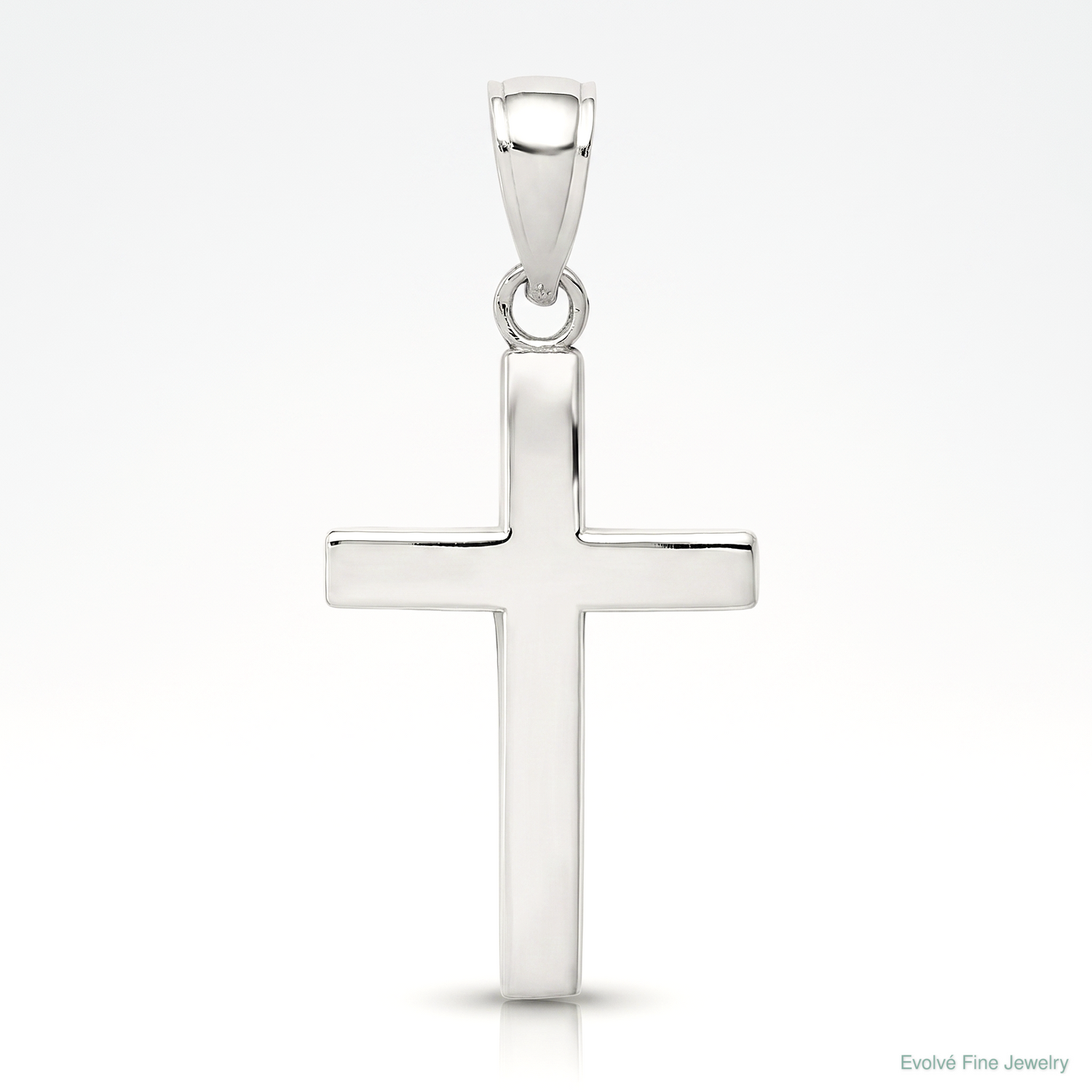 14k White Gold Polished Cross Charm - Lifestyle View
