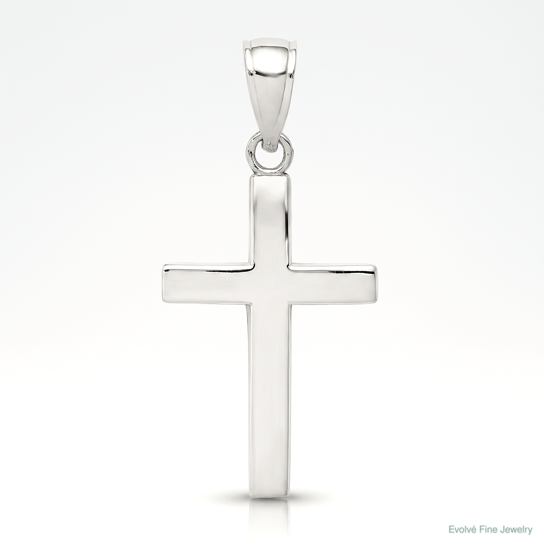 14k White Gold Polished Cross Charm - Lifestyle View