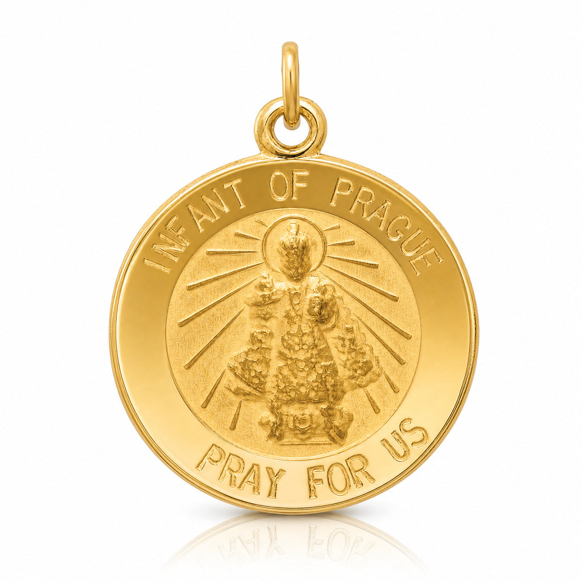 14k Infant of Prague Medal Charm - Lifestyle View
