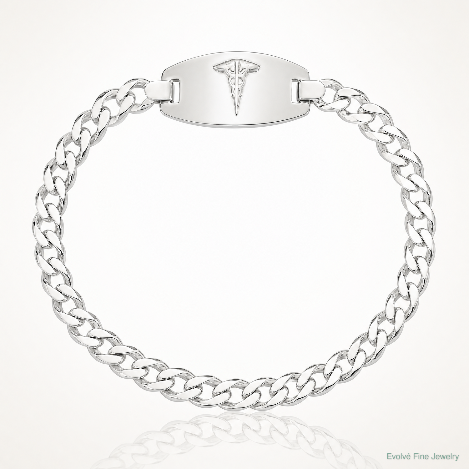 Sterling Silver Medical Jewelry Curb Link Bracelet - Lifestyle View