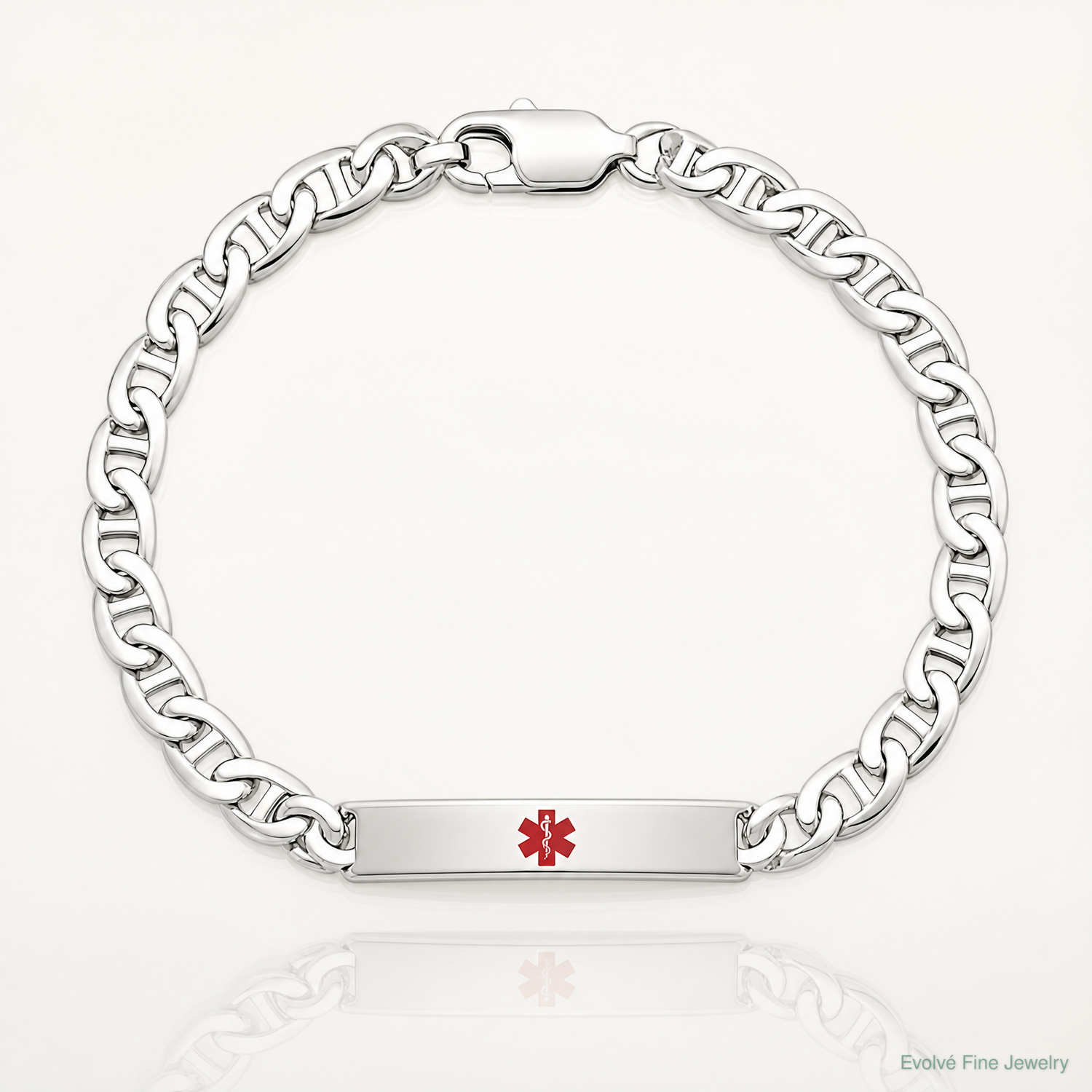Sterling Silver Polished Medical Anchor Link ID Bracelet - Lifestyle View