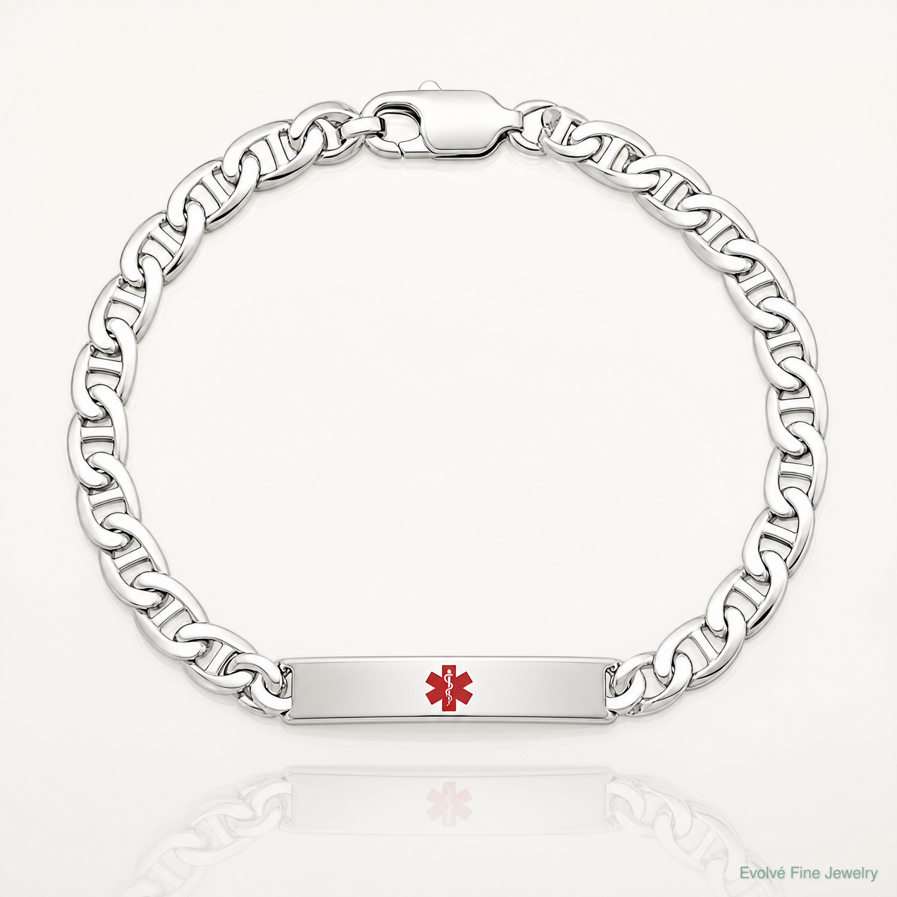 Sterling Silver Polished Medical Anchor Link ID Bracelet - Lifestyle View