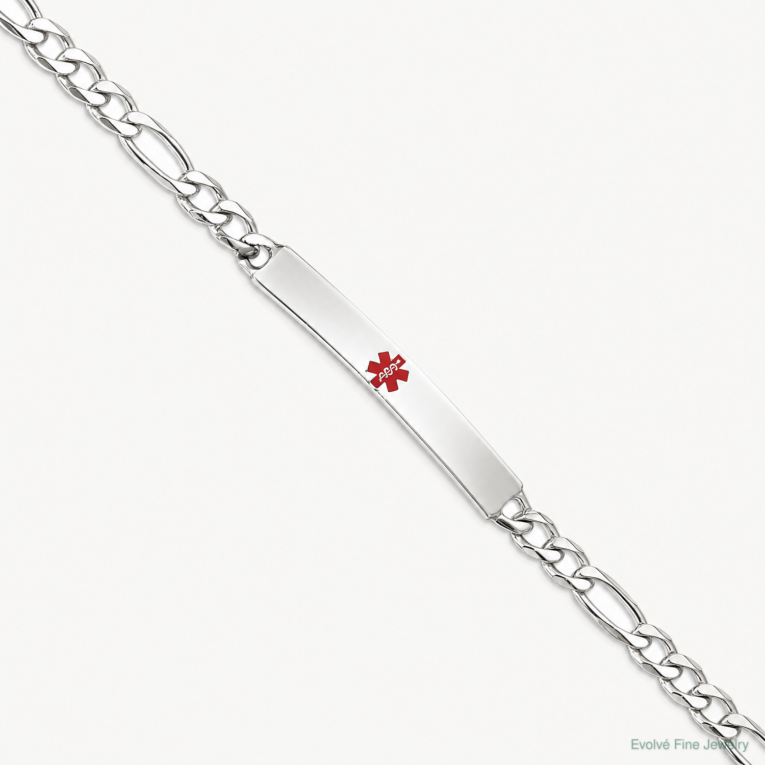 Sterling Silver Polished Medical Figaro Anchor Link ID Bracelet - Lifestyle View