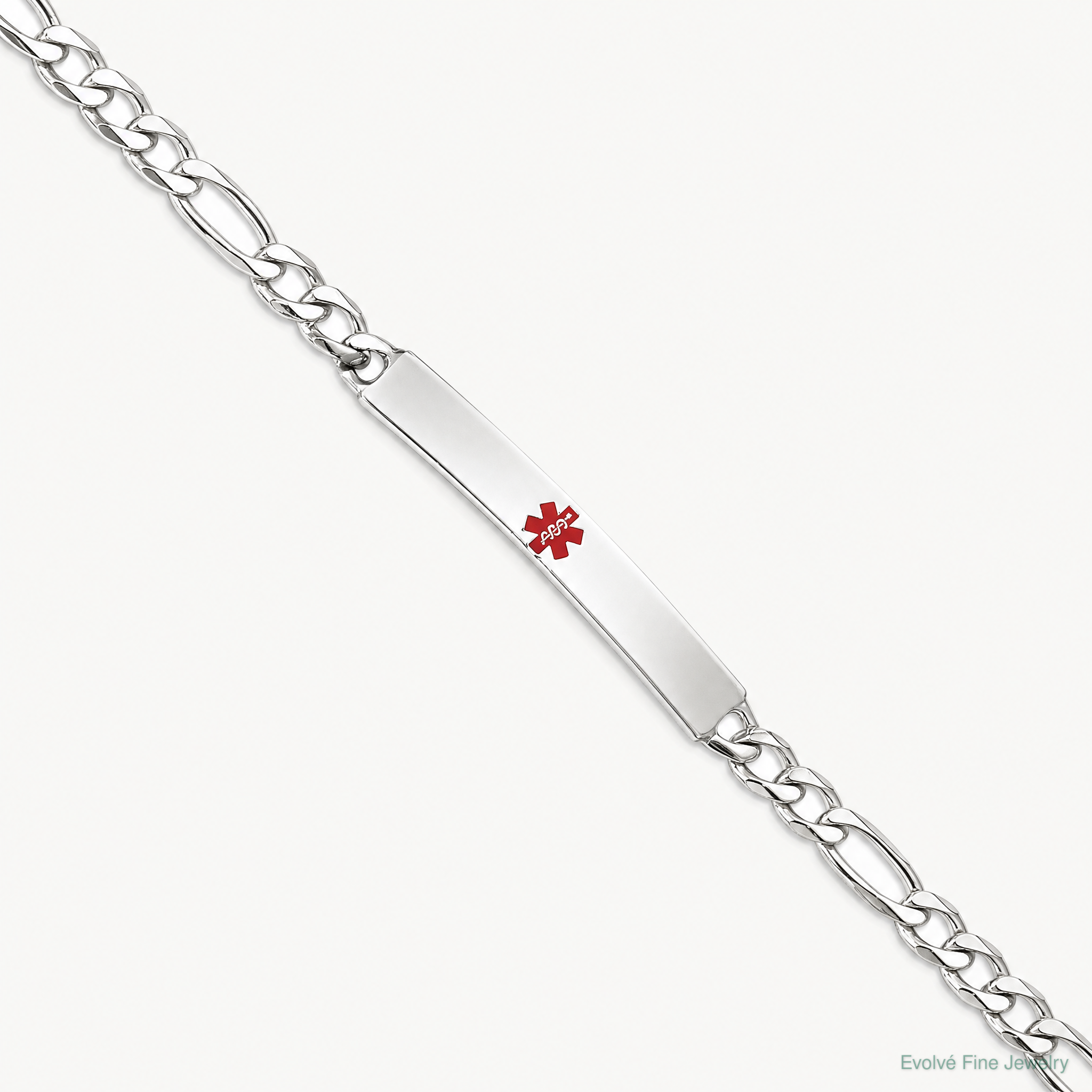 Sterling Silver Polished Medical Figaro Anchor Link ID Bracelet - Lifestyle View