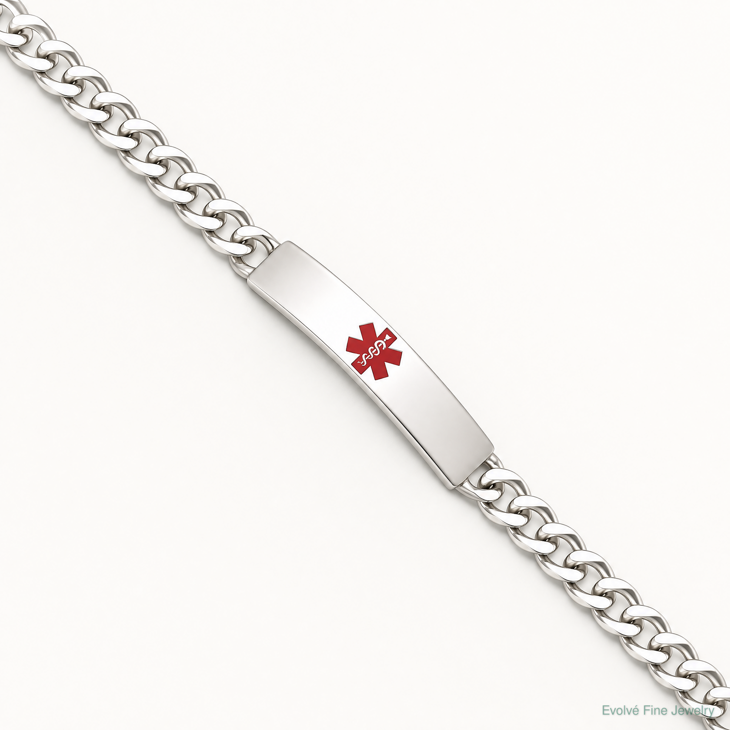 Sterling Silver Polished Medical Curb Link ID Bracelet - Lifestyle View