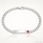 Sterling Silver Polished Medical Curb Link ID Bracelet - Lifestyle View