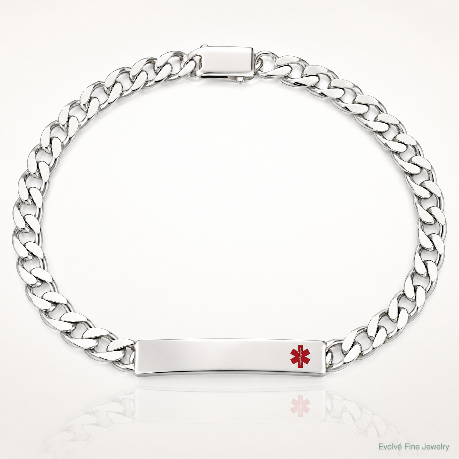 Sterling Silver Polished Medical Curb Link ID Bracelet - Lifestyle View