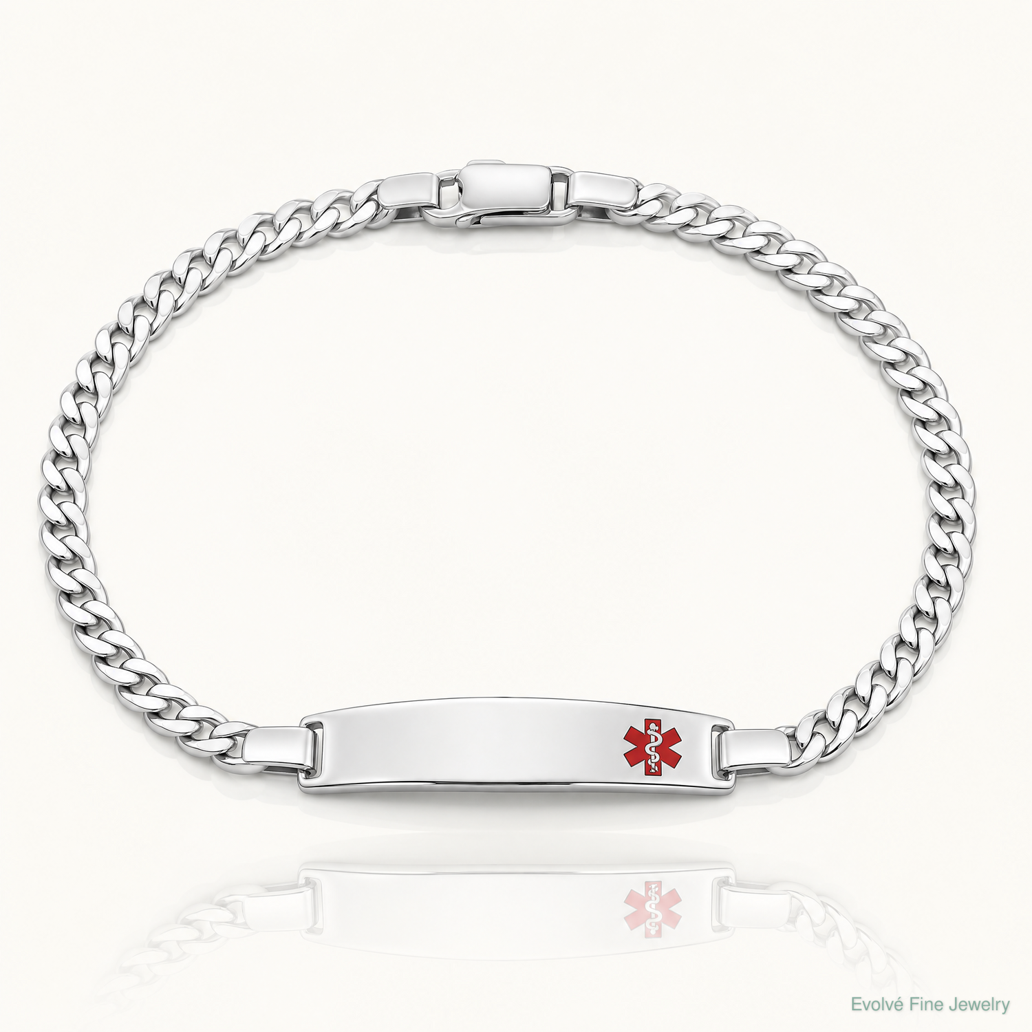 Sterling Silver Rhodium-plated Medical ID Curb Link Bracelet - Lifestyle View