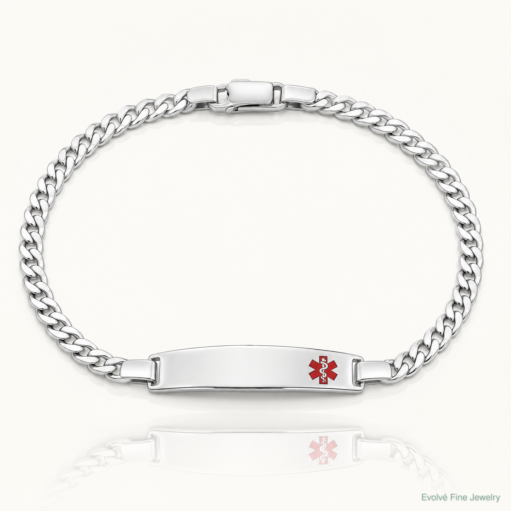 Sterling Silver Rhodium-plated Medical ID Curb Link Bracelet - Lifestyle View