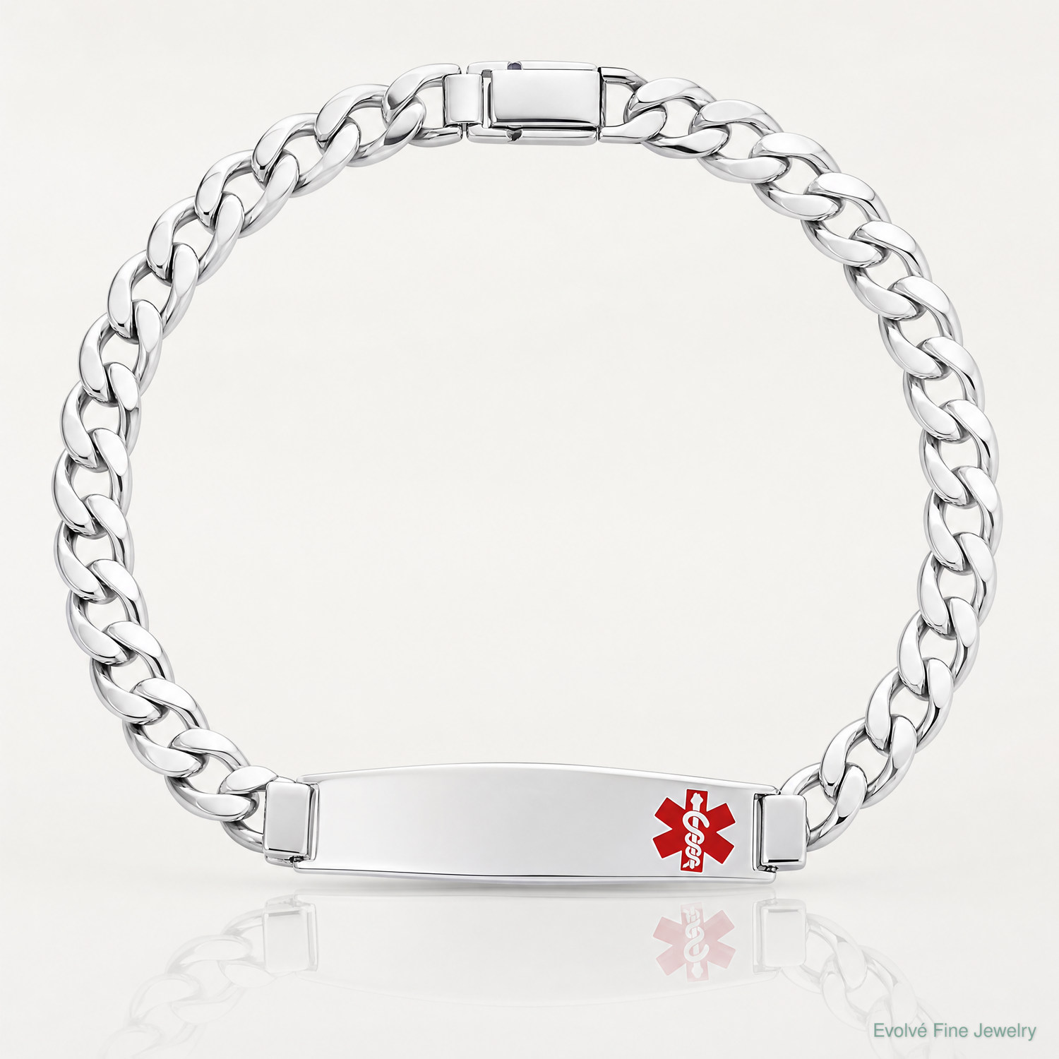 Sterling Silver Rhodium-plated Medical ID Curb Link Bracelet - Lifestyle View
