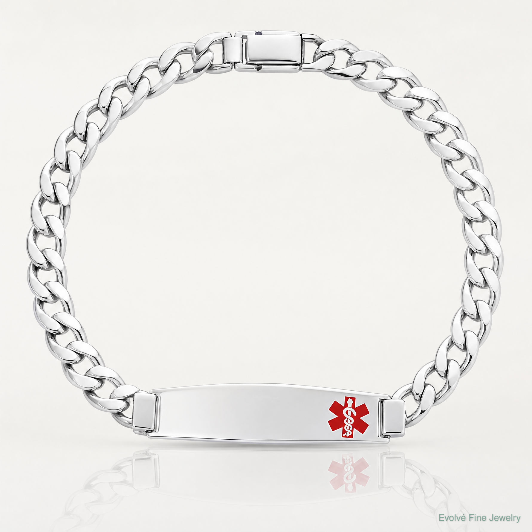 Sterling Silver Rhodium-plated Medical ID Curb Link Bracelet - Lifestyle View