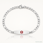 Sterling Silver Rhodium-plated Medical ID Figaro Link Bracelet - Lifestyle View
