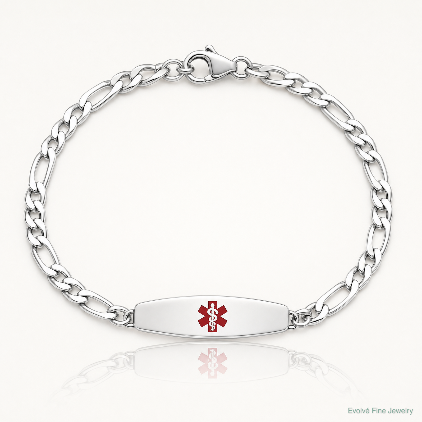 Sterling Silver Rhodium-plated Medical ID Figaro Link Bracelet - Lifestyle View