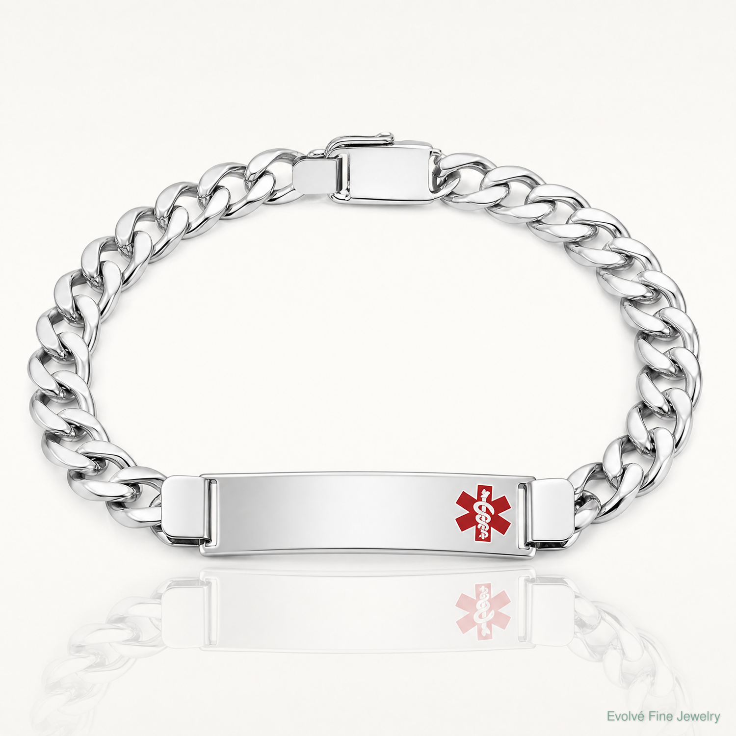 Sterling Silver Rhodium-plated Medical ID Curb Link Bracelet - Lifestyle View