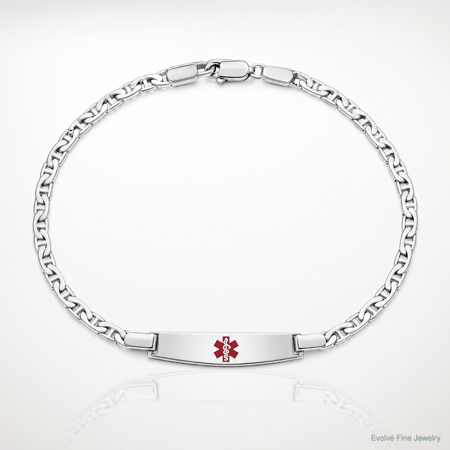 Sterling Silver Rhodium-plated Medical ID Anchor Link Bracelet - Lifestyle View