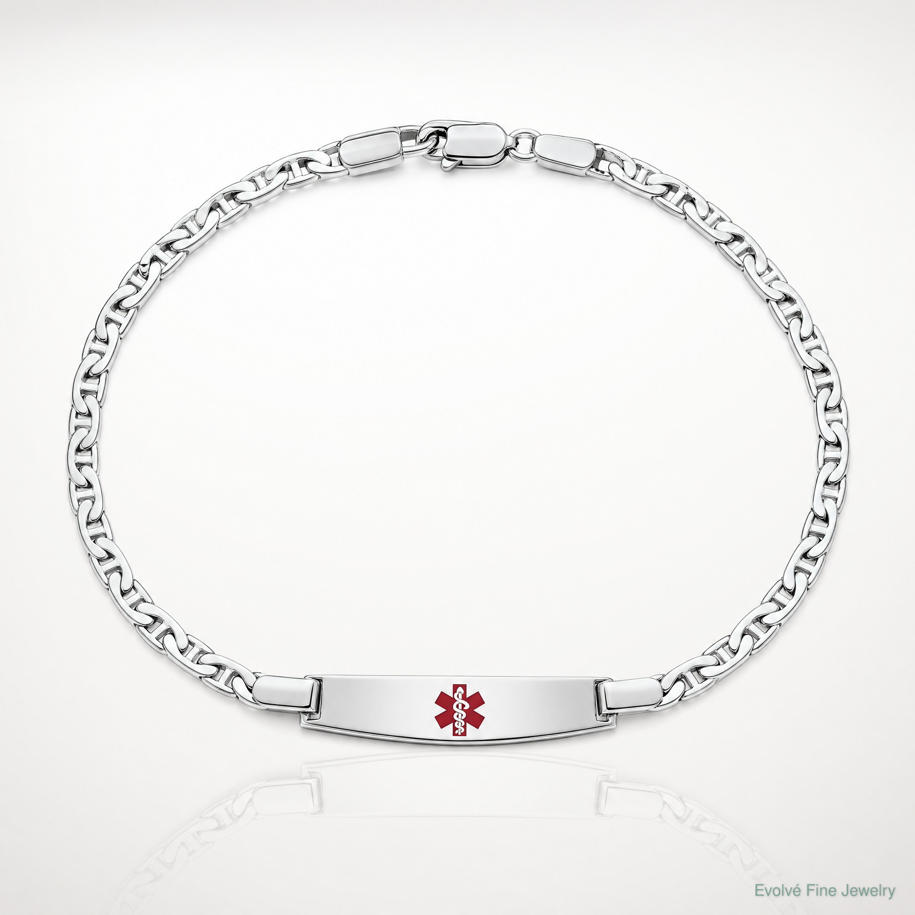 Sterling Silver Rhodium-plated Medical ID Anchor Link Bracelet - Lifestyle View