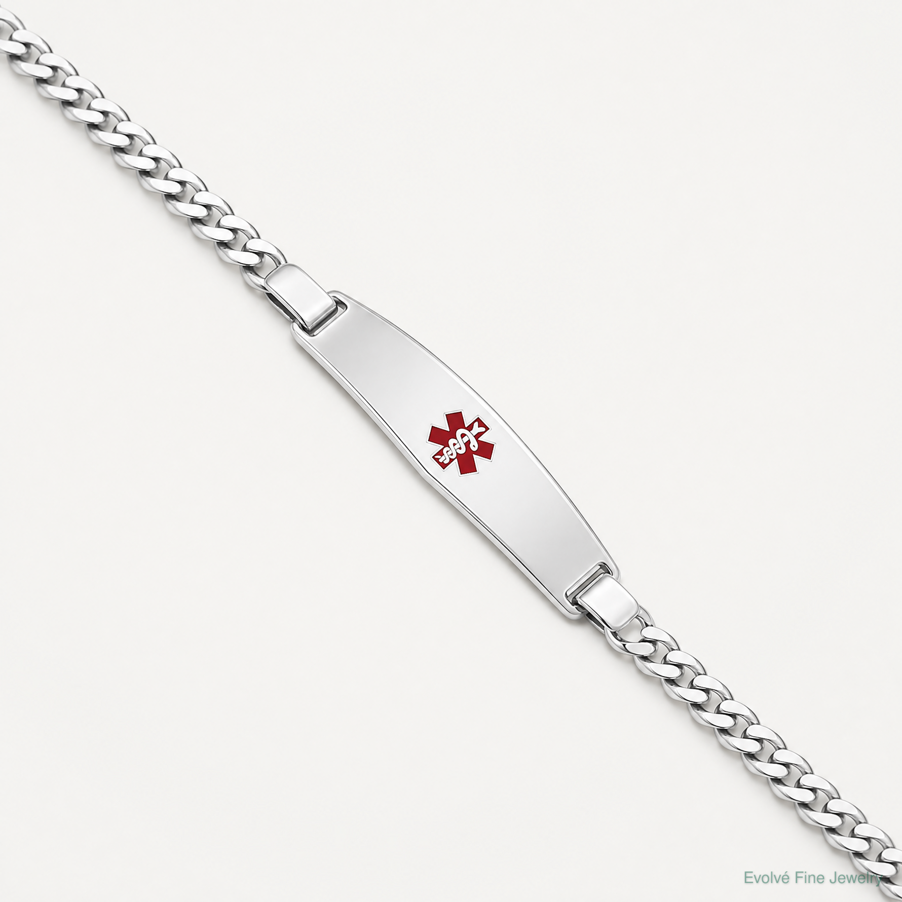 Sterling Silver Rhodium-plated Medical ID Curb Link Bracelet - Lifestyle View
