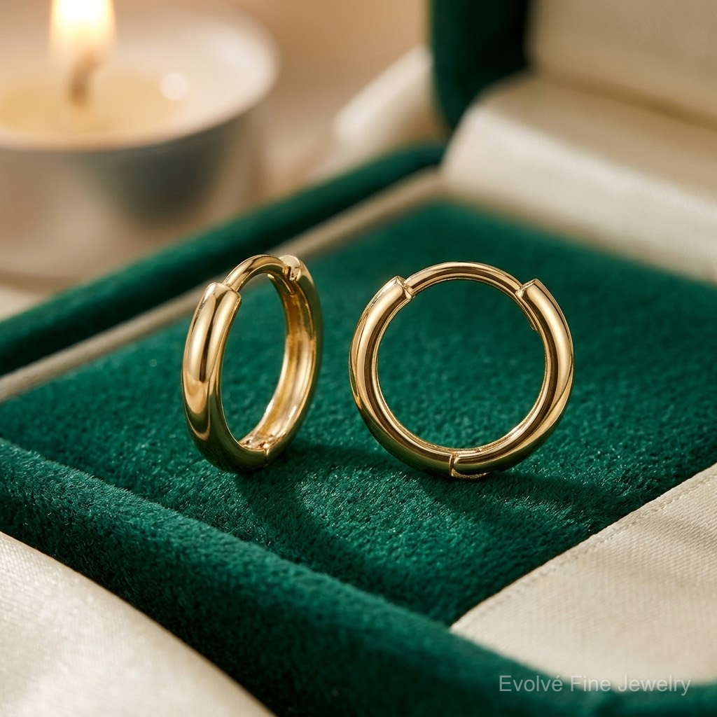 14k Polished Hinged Hoop Earrings - Lifestyle View