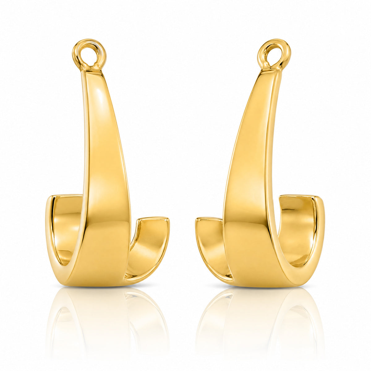 14k Polished J-Hoop Earring Jackets - Lifestyle View