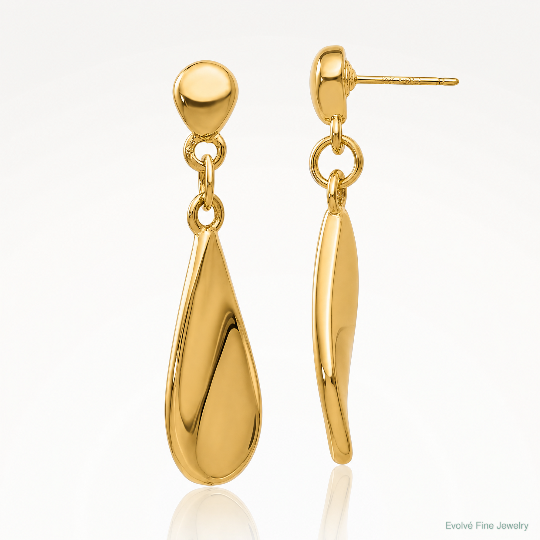 14k Tear Drop Dangle Post Earrings - Lifestyle View