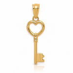 14K Polished 3D Heart Key Charm - Lifestyle View