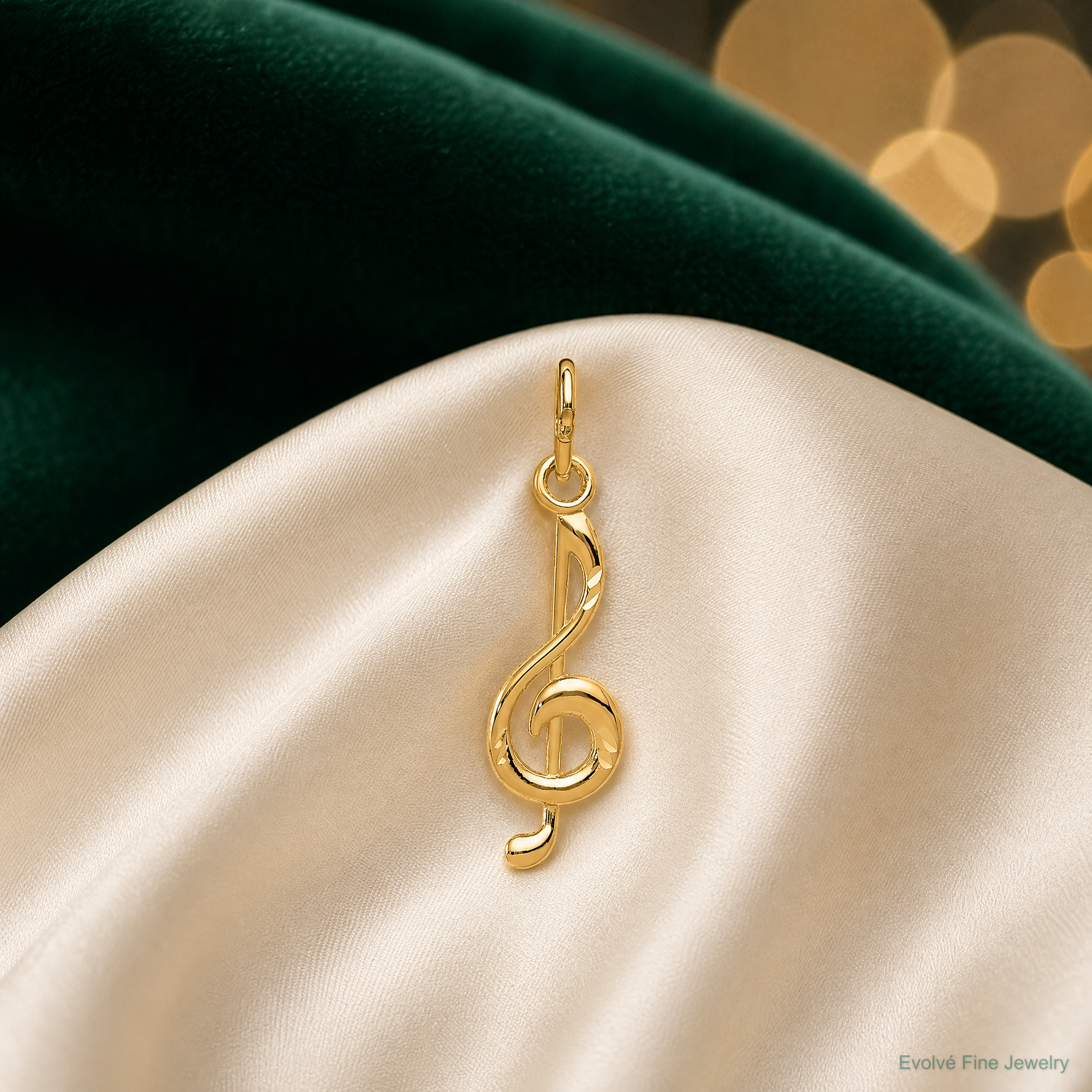 14K Treble Clef Pendant - Lifestyle View