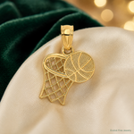 14K Basketball and Hoop Pendant - Lifestyle View