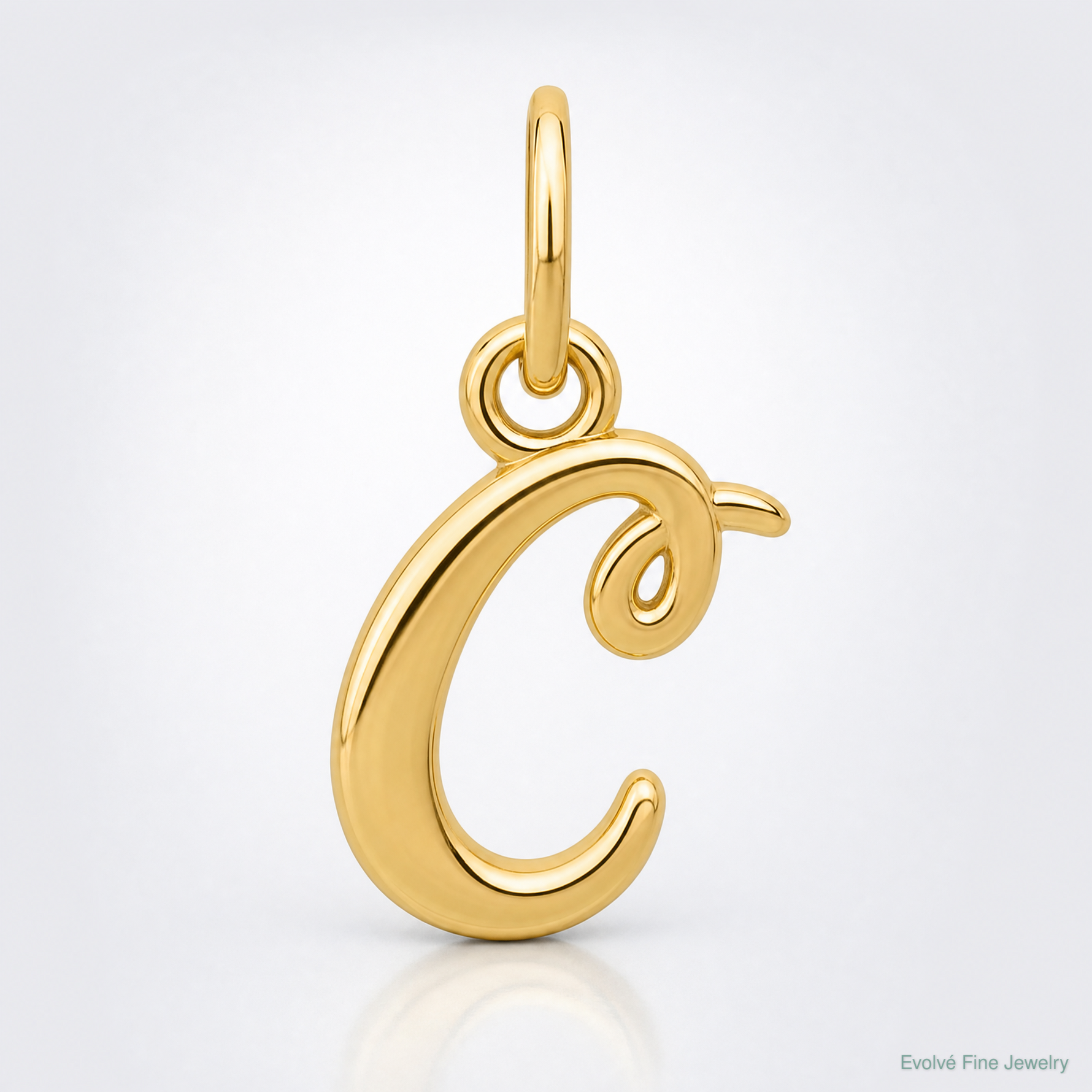 14k Yellow Gold Letter C Initial Charm - Lifestyle View