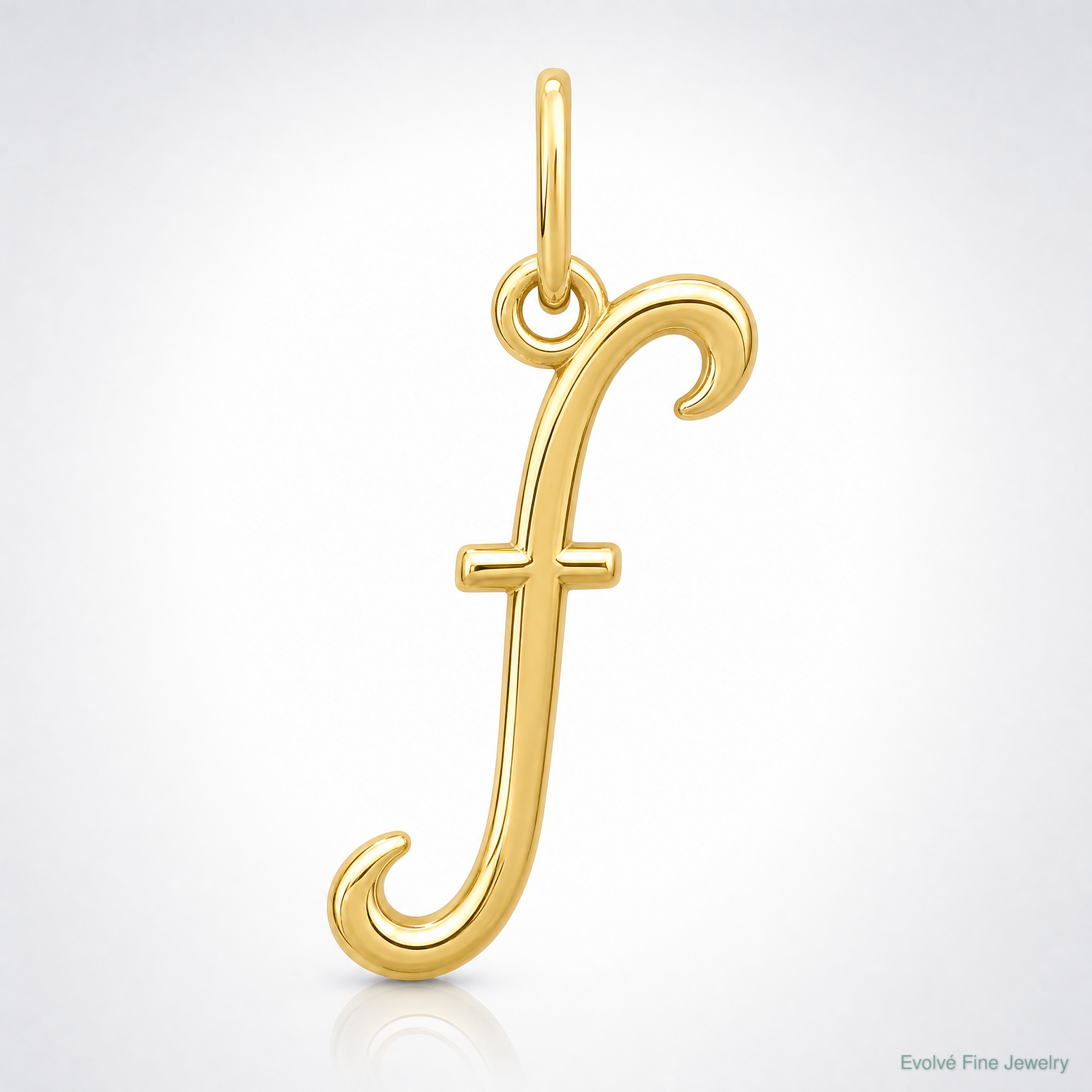 14k Yellow Gold Letter F Initial Charm - Lifestyle View