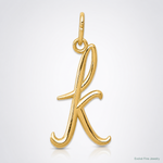 14k Yellow Gold Letter K Initial Charm - Lifestyle View