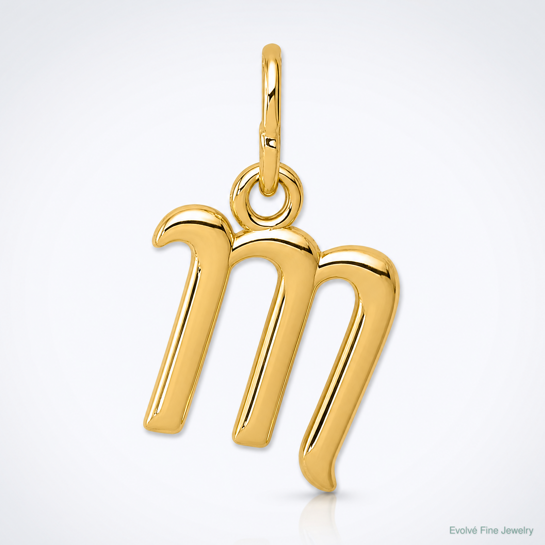 14k Yellow Gold Letter M Initial Charm - Lifestyle View