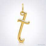 14k Yellow Gold Letter T Initial Charm - Lifestyle View