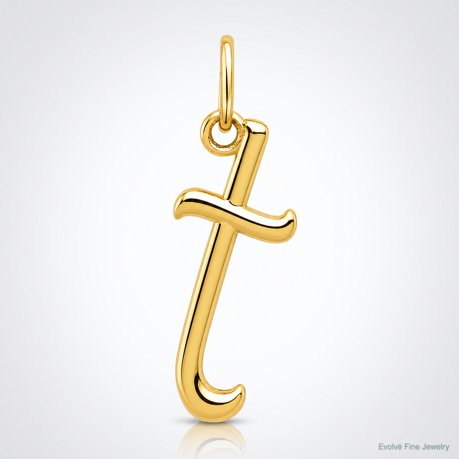 14k Yellow Gold Letter T Initial Charm - Lifestyle View