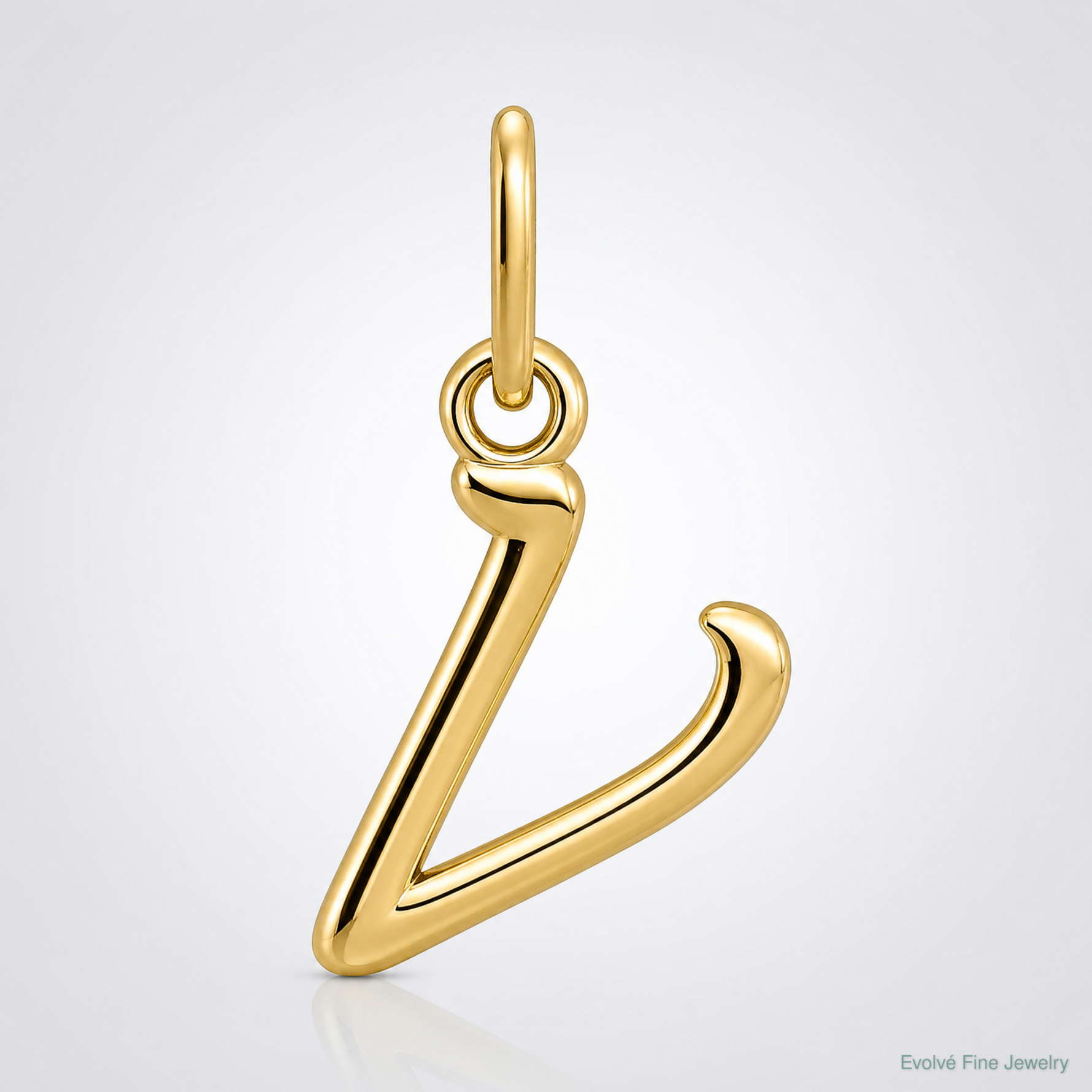 14k Yellow Gold Letter V Initial Charm - Lifestyle View