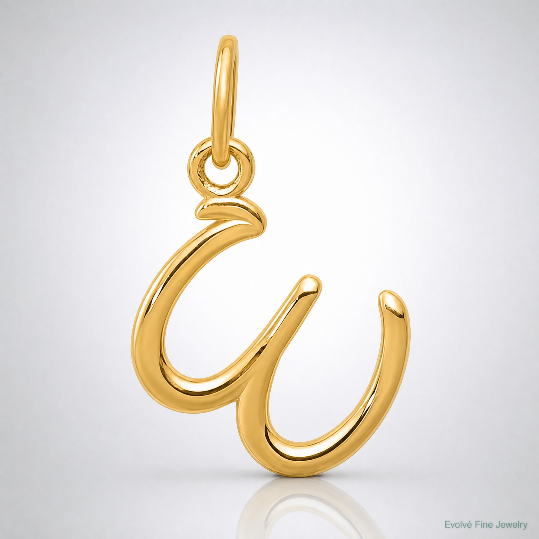14k Yellow Gold Letter W Initial Charm - Lifestyle View