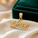 14k w/Rhodium Diamond-cut LOVE Pendant - Lifestyle View