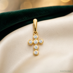 14k CZ Children's Cross Pendant - Lifestyle View