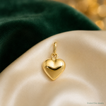 14K Polished 3-D Puffed Heart Charm - Lifestyle View