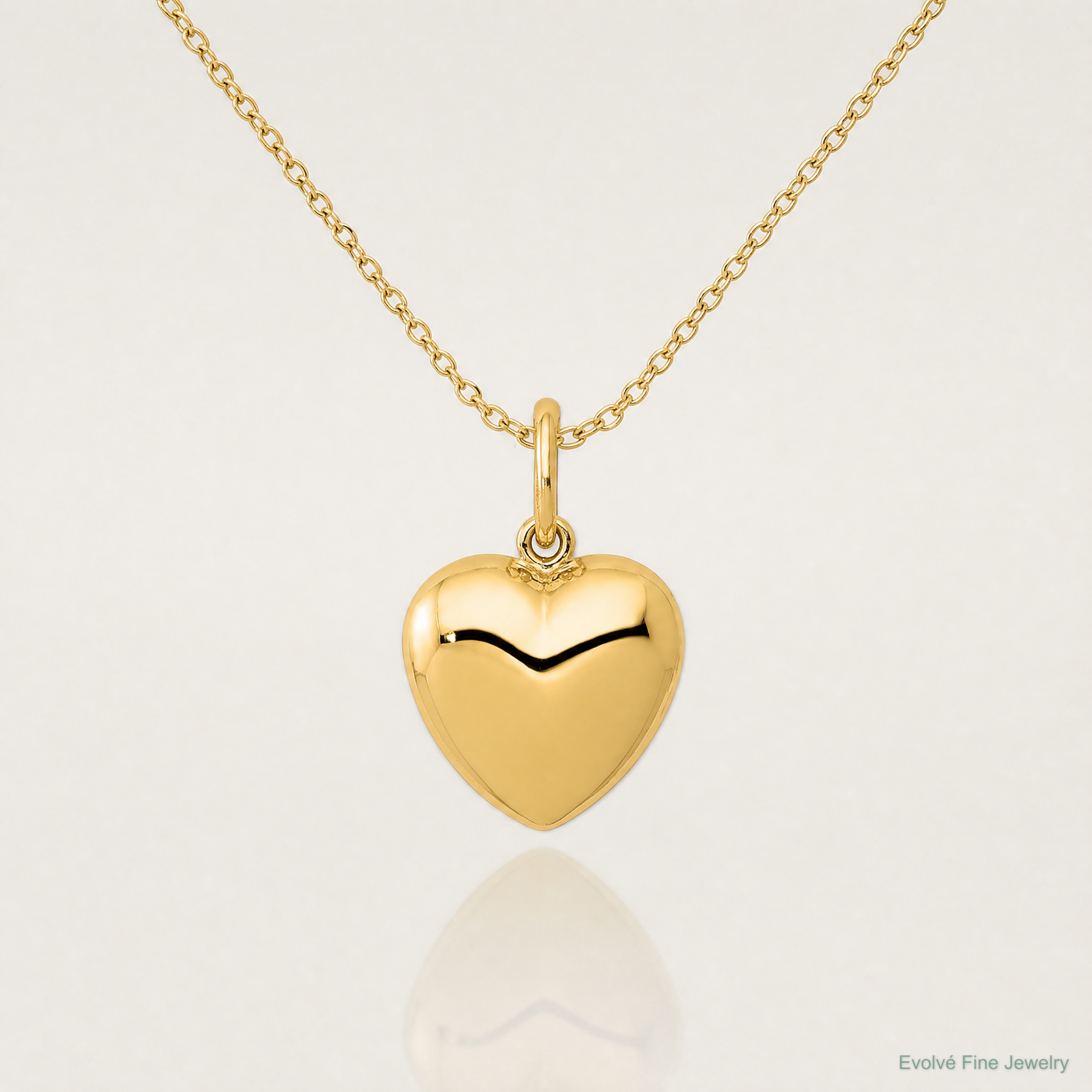 14K Polished 3-D Puffed Heart Pendant - Lifestyle View