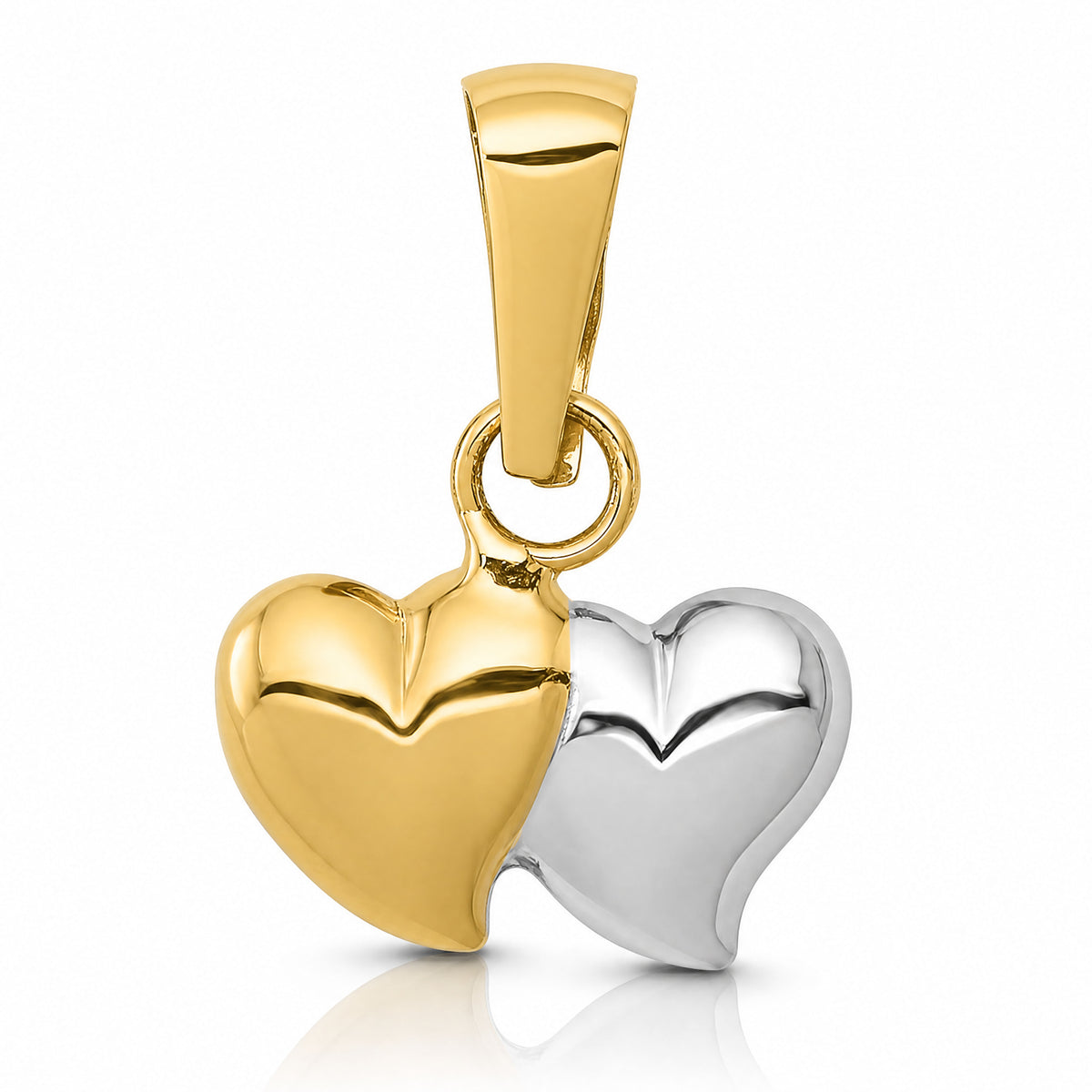 14K w/White Rhodium Double Heart Pendant - Lifestyle View