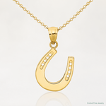 14k Gold Polished Horseshoe Pendant - Lifestyle View