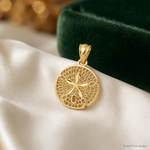 14k Gold Polished Filigree Sand Dollar Pendant - Lifestyle View