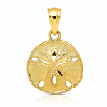 14K Gold Polished and Textured Sand Dollar Pendant - Lifestyle View