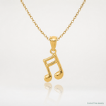 14k Gold Polished Music Note Pendant - Lifestyle View