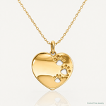 14k Childrens Heart with Pawprints Pendant - Lifestyle View