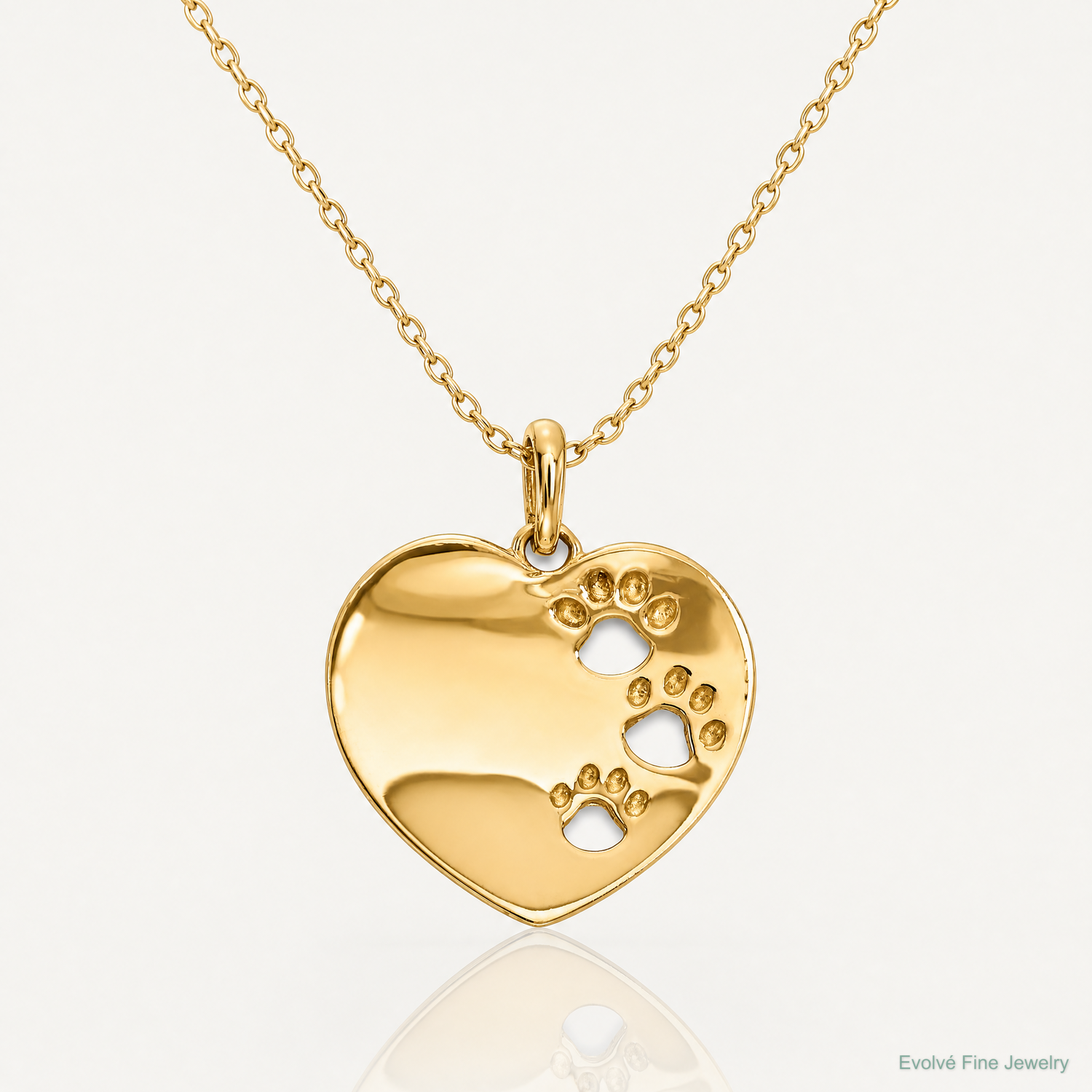 14k Childrens Heart with Pawprints Pendant - Lifestyle View