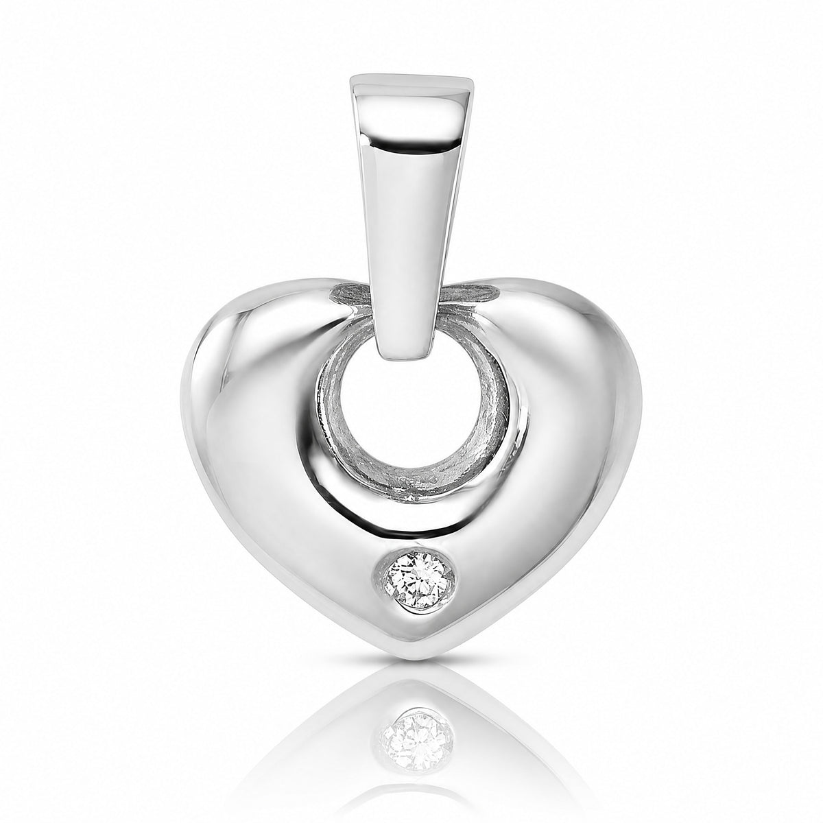 14k White Gold 3D CZ Heart Pendant - Lifestyle View