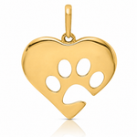 14K Polished Heart w/Paw Print Pendant - Lifestyle View