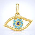14K Blue CZ Eye Pendant - Lifestyle View