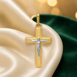 14K Two-tone Crucifix Pendant - Lifestyle View